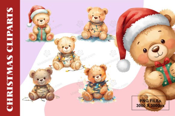 Christmas Bears Lights Clipart: Festive Illustrations