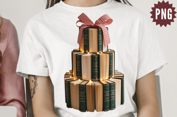 Christmas Book Tree PNG Design: Illustrations for Sellers