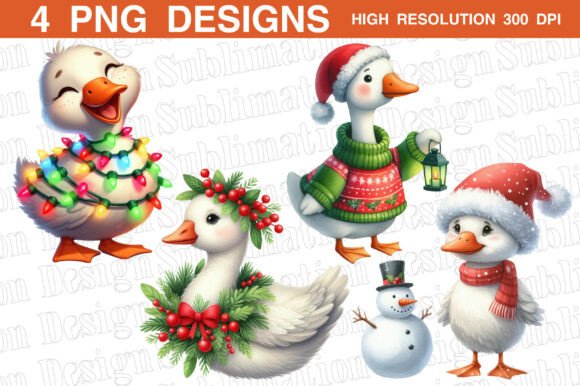 Christmas Goose PNG Clipart: Illustrations for Branding