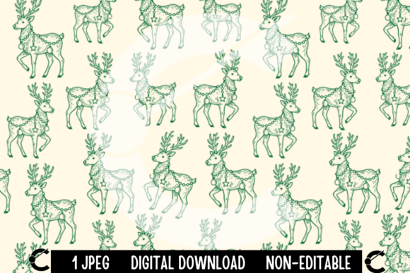 Christmas Line Art Reindeer Pattern: Illustrations