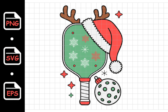 Christmas Pickleball Paddle & Ornament Illustrations