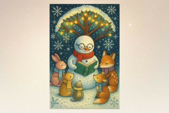 Christmas Snowman Storytime PNG: Editorial Illustrations