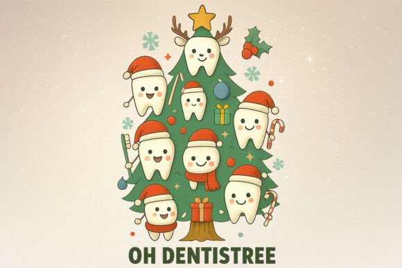 Funny Christmas Dentist Teeth Tree PNG Review