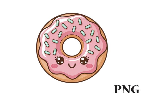 Kawaii Pink Christmas Donut Clipart PNG: Sweet Illustrations
