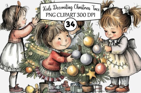 Kids Decorating Christmas Tree Clipart: A Designer’s Stitch Review