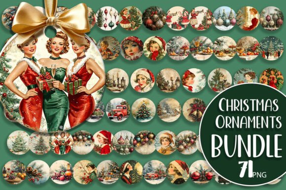 Retro Christmas Winter Ornament Illustrations Review