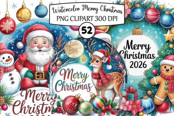 Review: Watercolor Merry Christmas PNG Bundle Illustrations