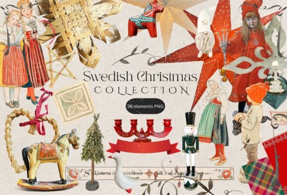 Swedish Christmas Collection: 36 PNG Illustrations