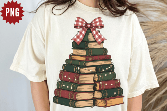 Vintage Christmas Tree Books Stack PNG D Review