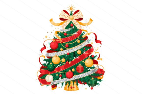 Vintage Christmas Tree PNG: Editorial Illustrations
